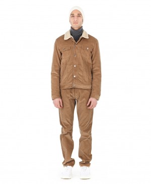 Corduroy jacket with fur